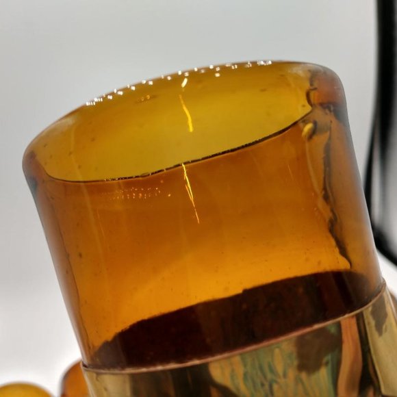 Rare Felipe Derlfinger Caged (metal band) hand blown Amber Tom Collins Glasses - Picture 5 of 16